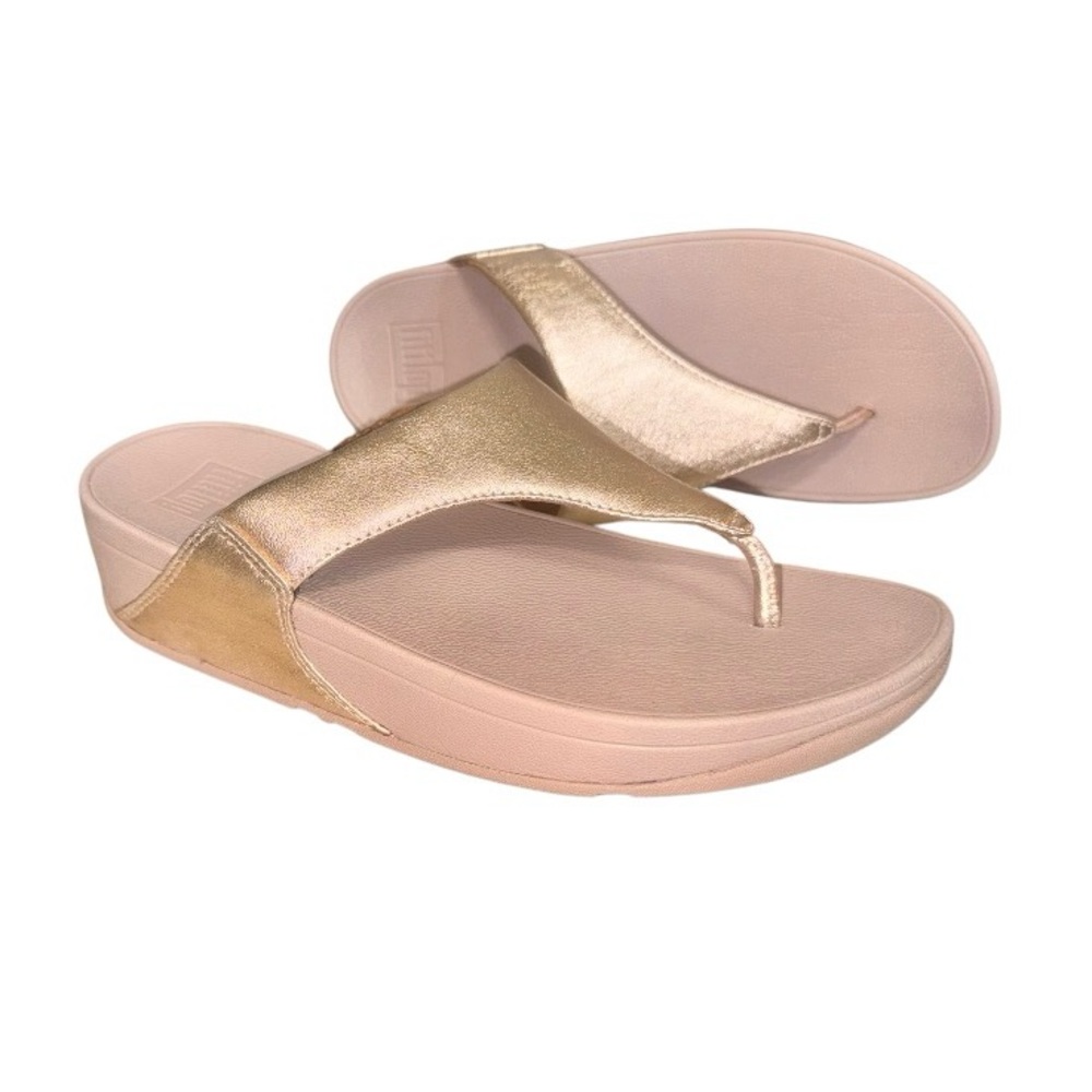 NEW NWT FITFLOP LULU brand Rose Gold flip flops sandals women’s size 7